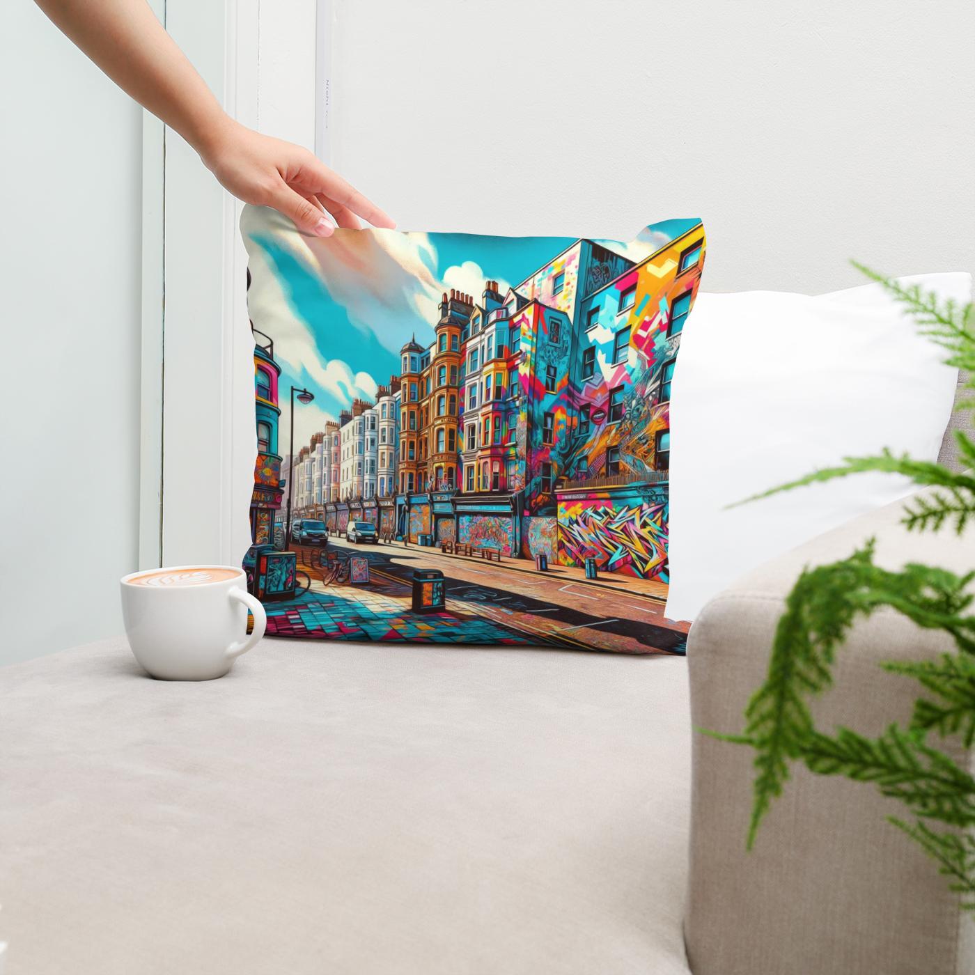 Brighton Street Art Cotton Cushion
