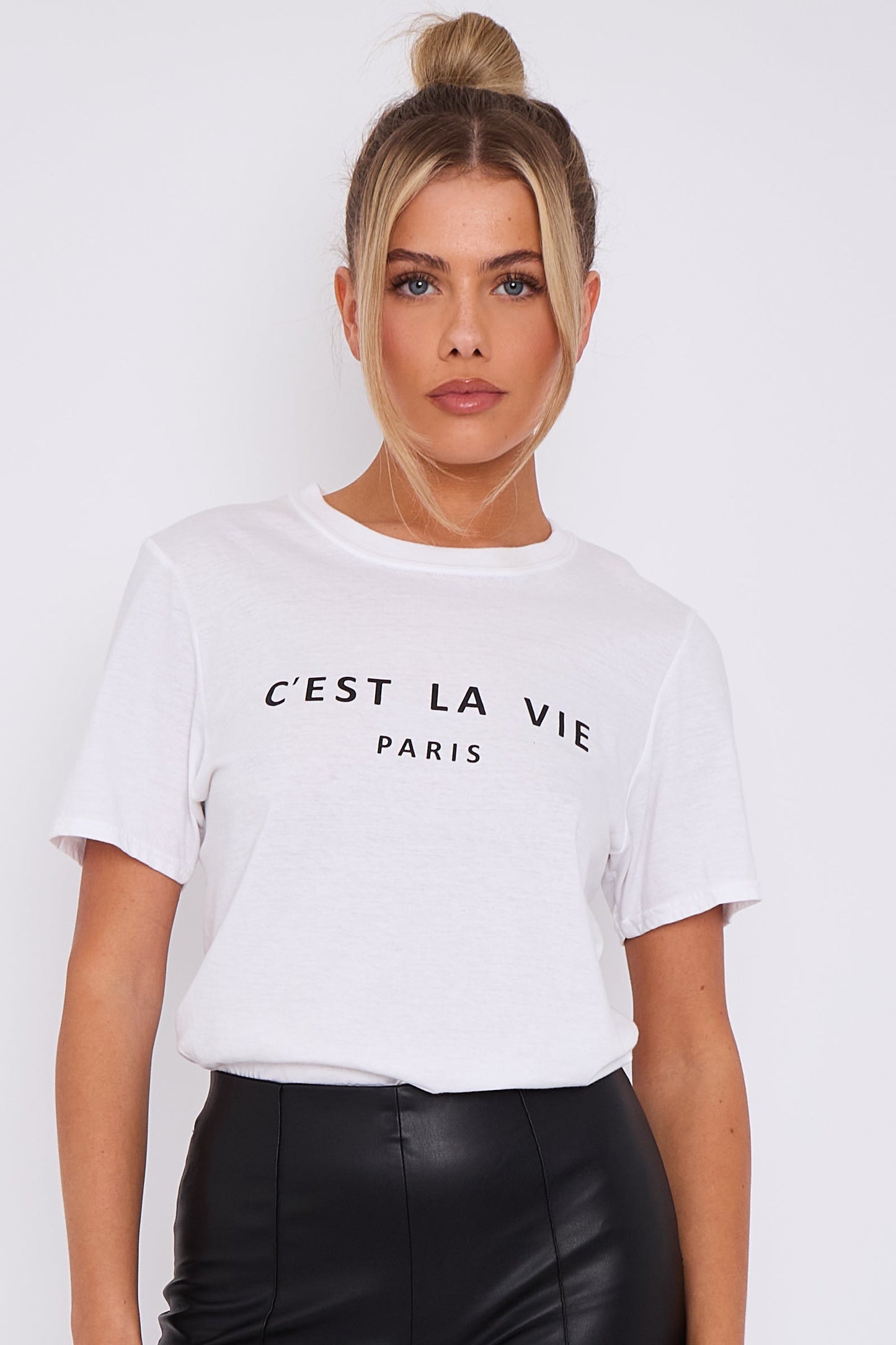 White C'est La Vie Short Sleeve Regular Fit T Shirt