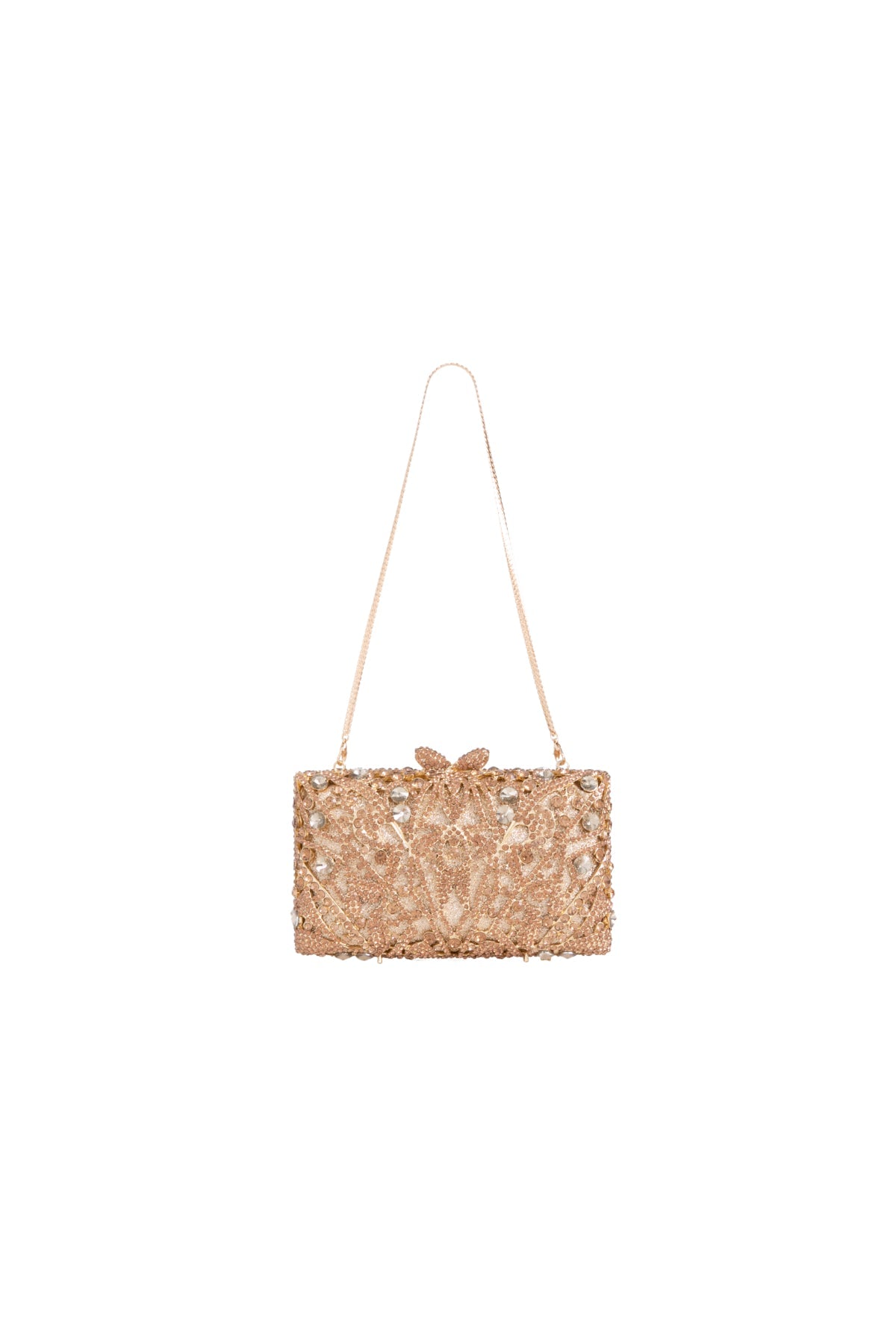 Gold Crystal Embellished Clutch Bag