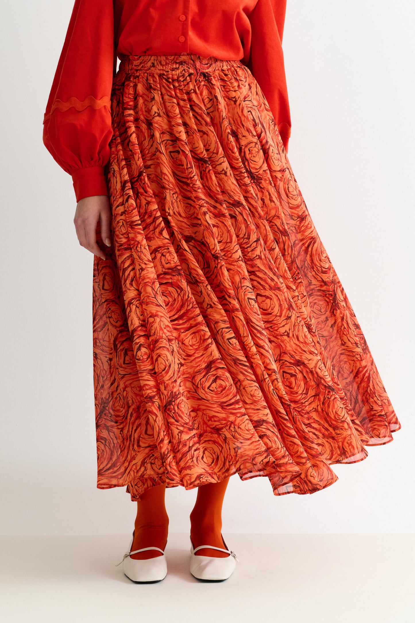 Agatha Rosechild Full Circle Midi Skirt – Apricot