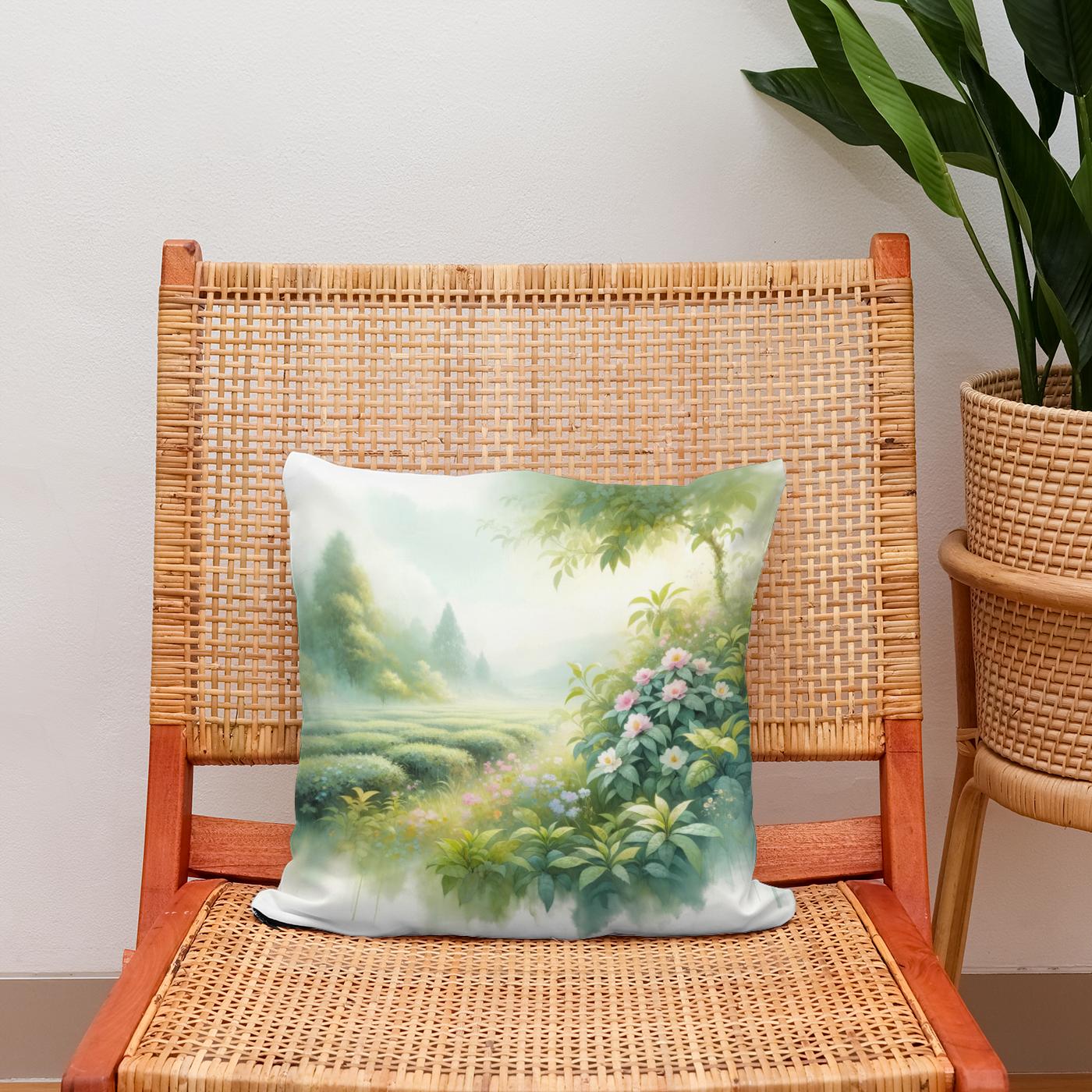 Tranquil Teagarden Cotton Cushion