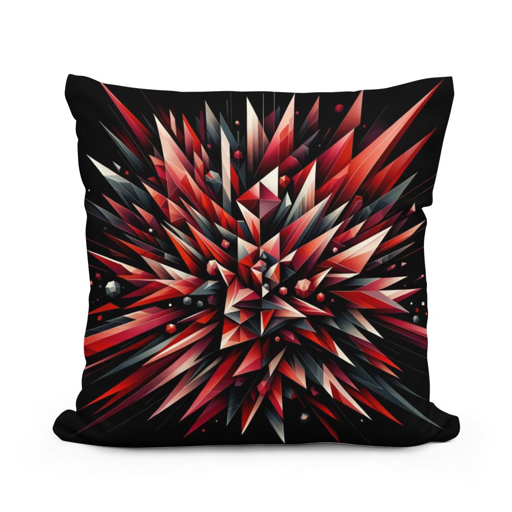 Fiery Embrace: Geometric Passion Cotton Cushion