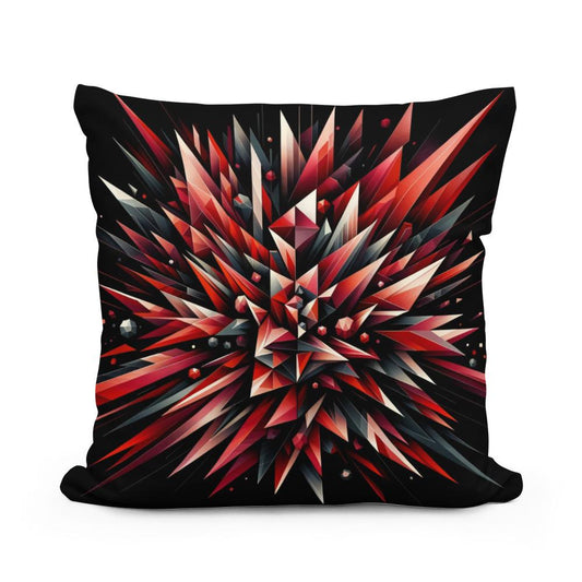 Fiery Embrace: Geometric Passion Cotton Cushion