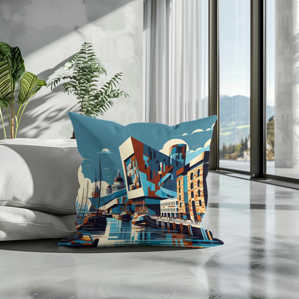 Liverpool Merseyside Maritime Modernism Cotton Cushion