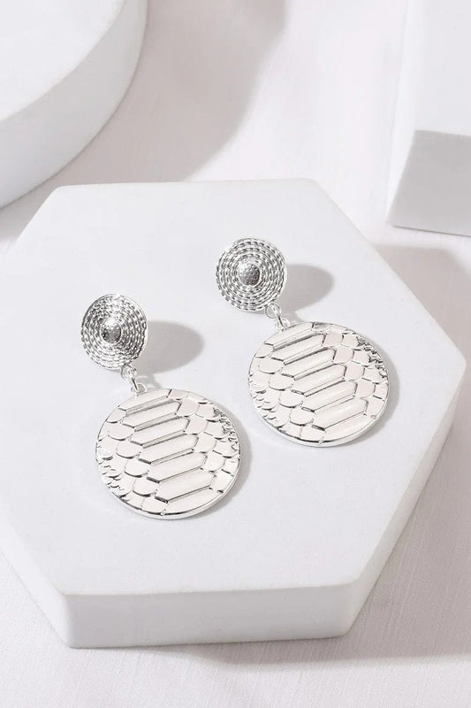 Silver Tone Snake Print Earrings