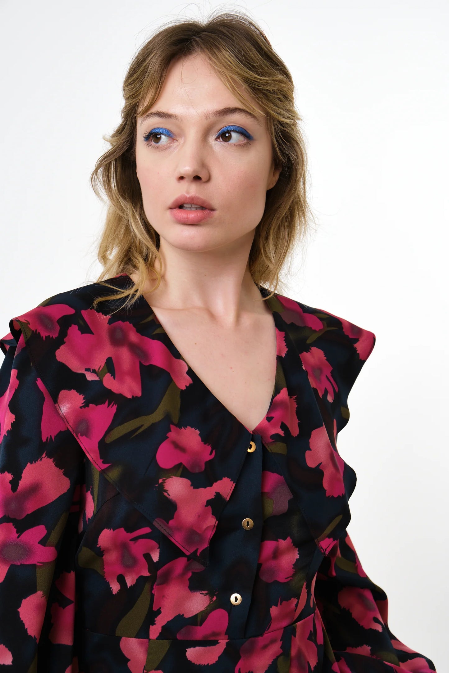 Amada Watermark Floral Print Long Sleeve Midaxi Dress