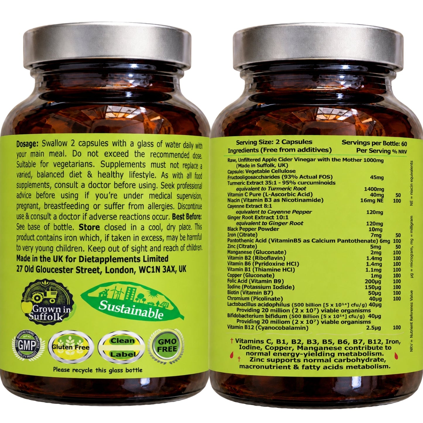 Raw Unfiltered Apple Cider Vinegar with the Mother, Vitamins & Minerals Complex