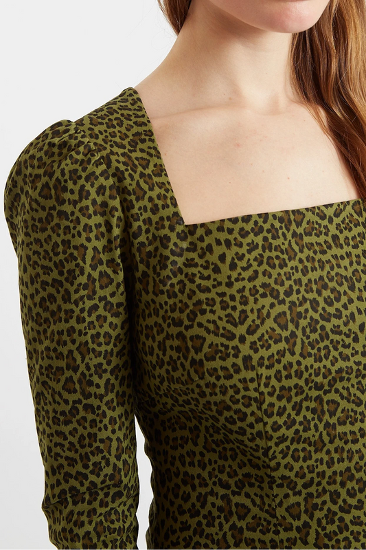 Anala Animal Print Square Neck Mini Dress