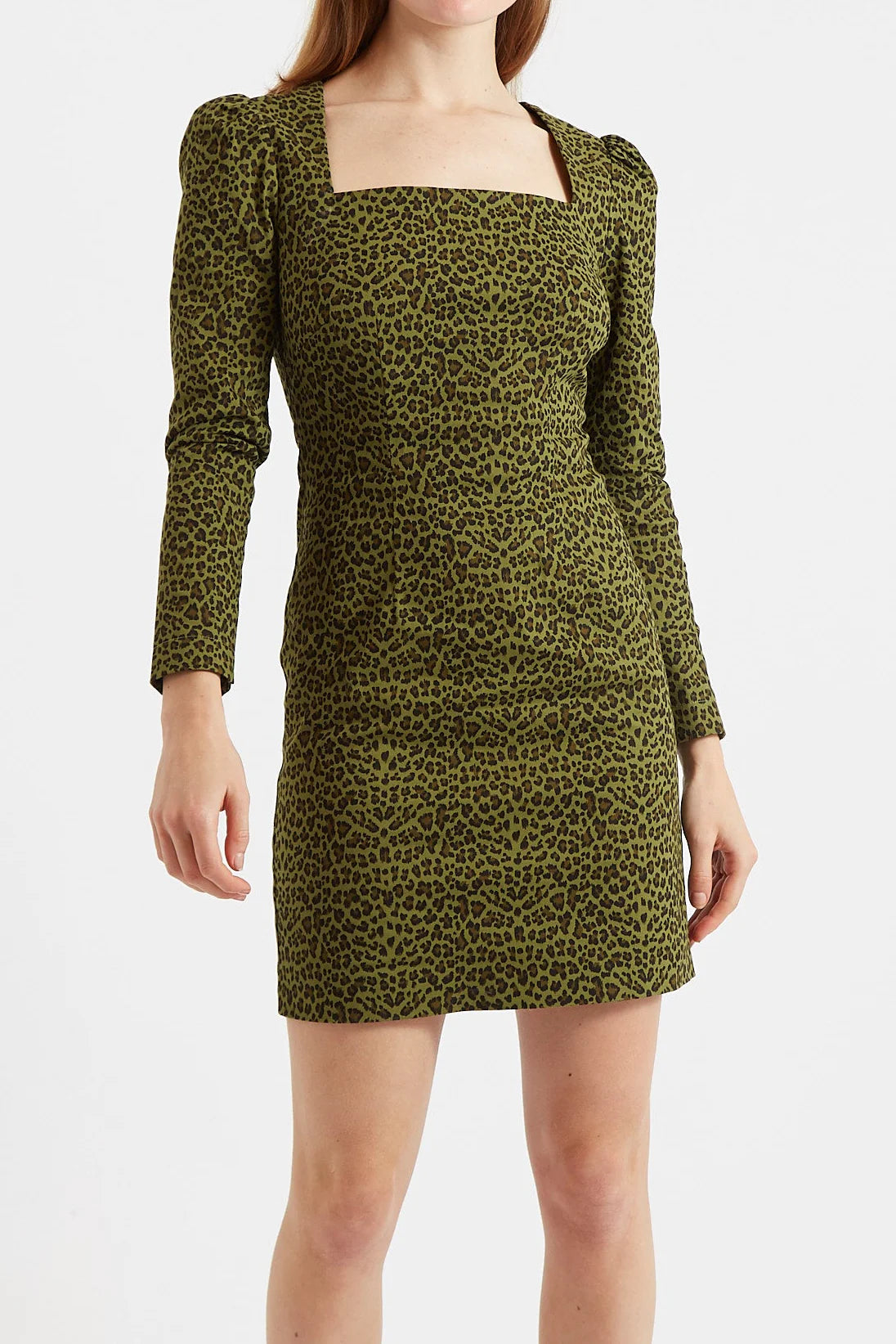 Anala Animal Print Square Neck Mini Dress