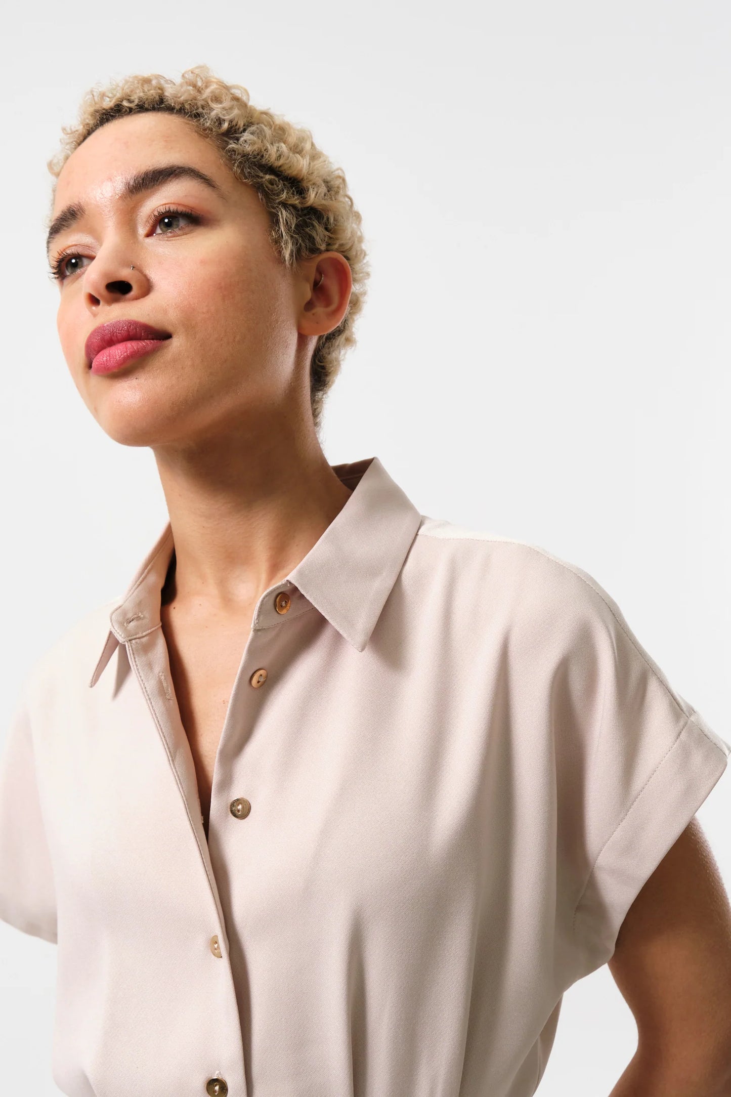 Angie Sustainable Satin Back Crepe Jumpsuit - Camel