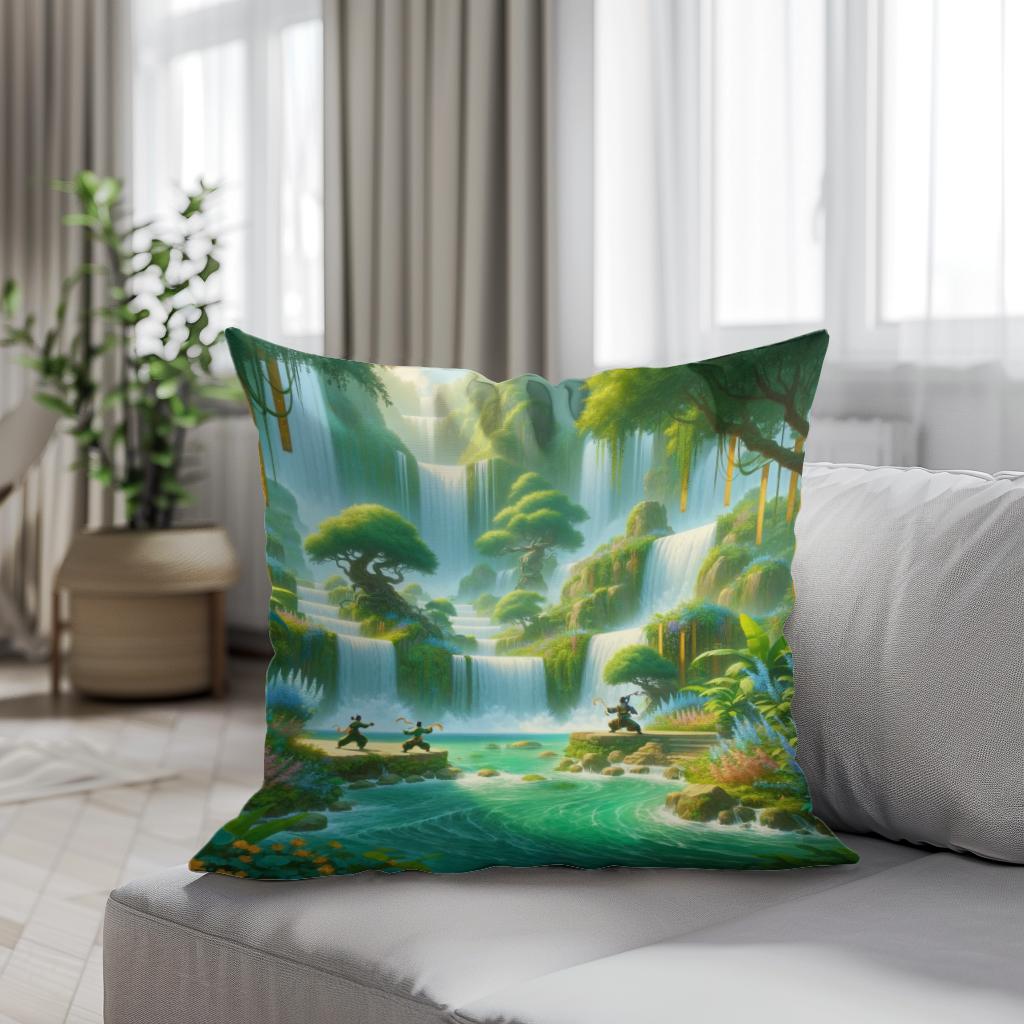 Pandaren Falls Cotton Cushion