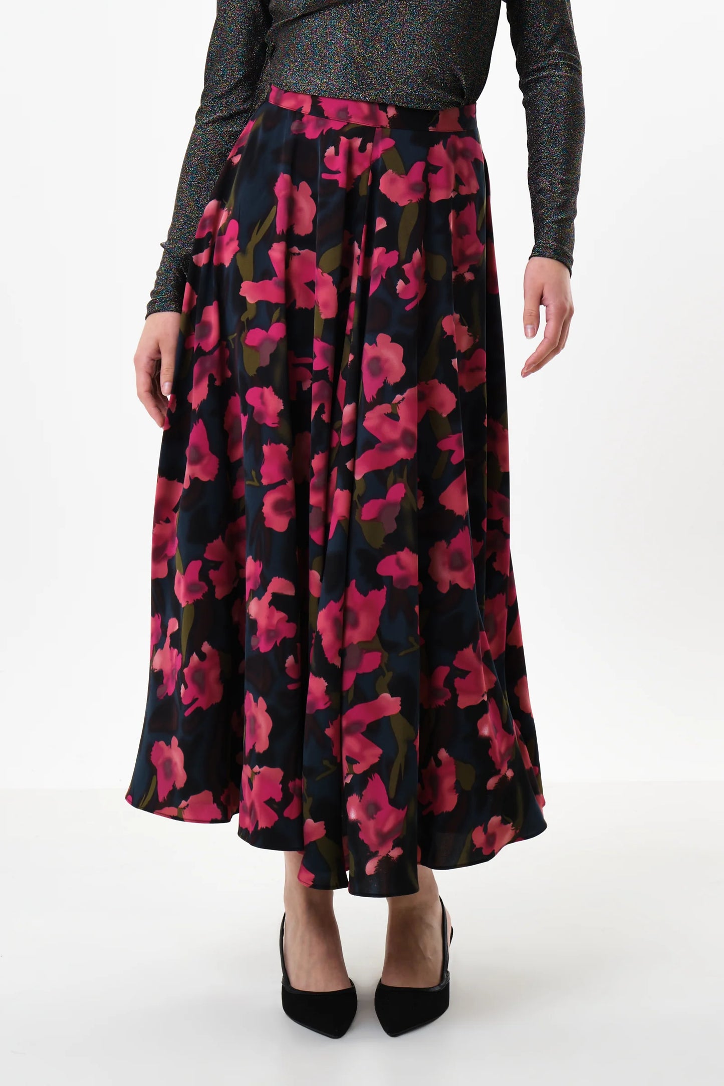 Anza Watermark Floral Print Midaxi Skirt