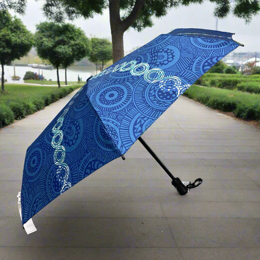 Annie Phillips Circles Folding Umbrella Blue
