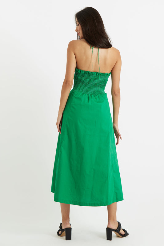 Aria Poplin Halter Neck Midi Dress