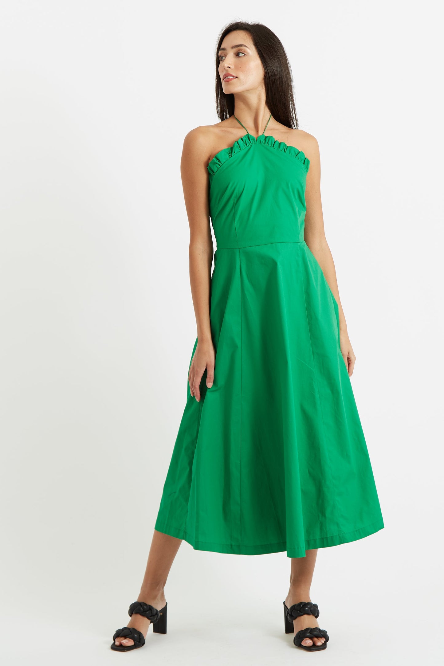 Aria Poplin Halter Neck Midi Dress