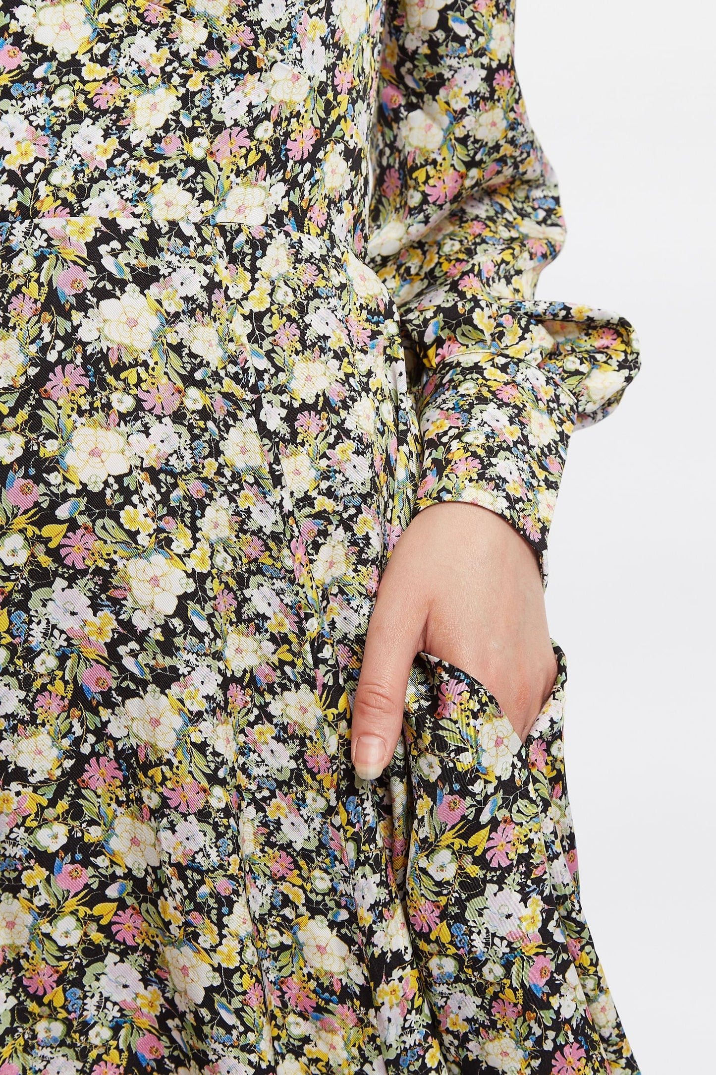 Louche Arwen Petal Parade Print V Back Midi Dress