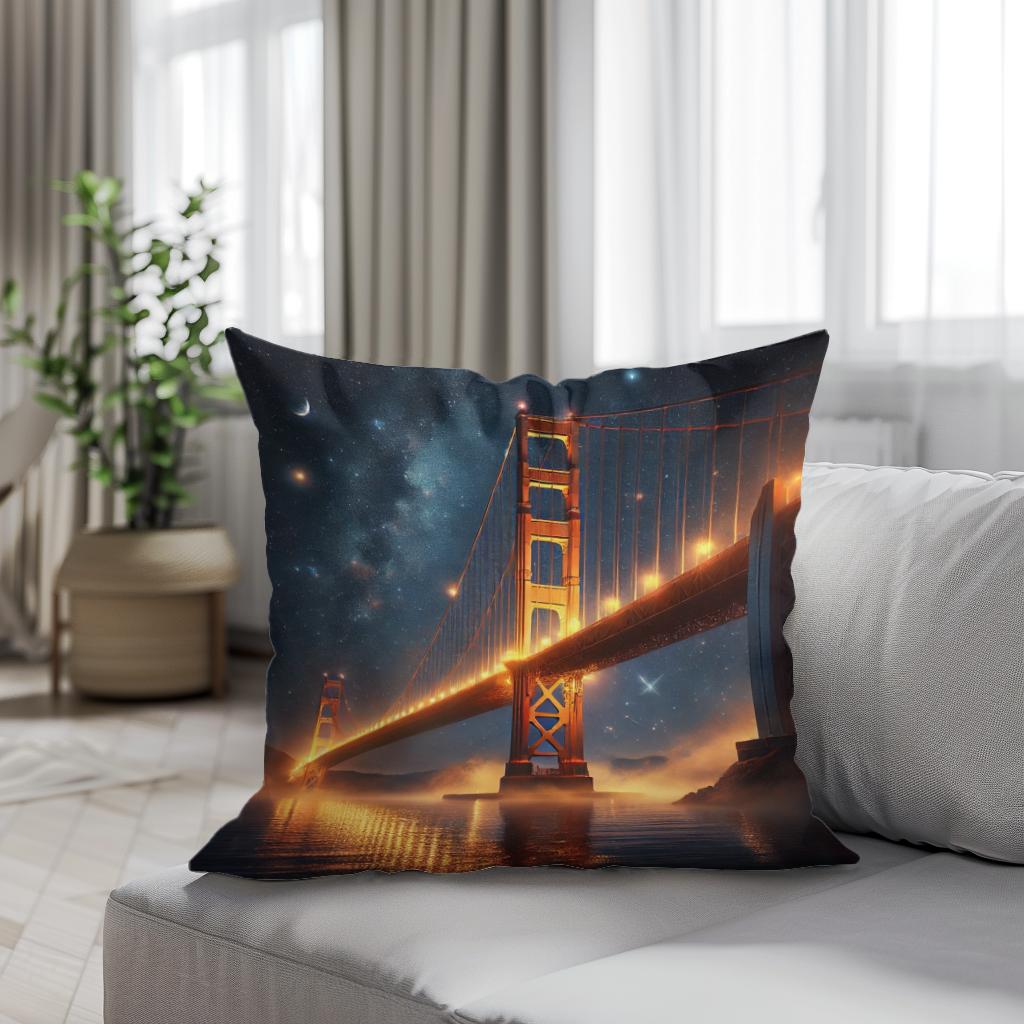 Golden Gate Starry Night Cotton Cushion