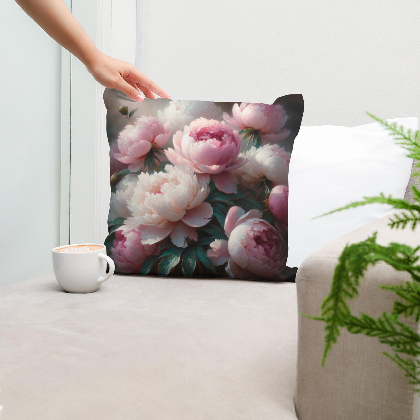 Morning Embrace Peonies Cotton Cushion