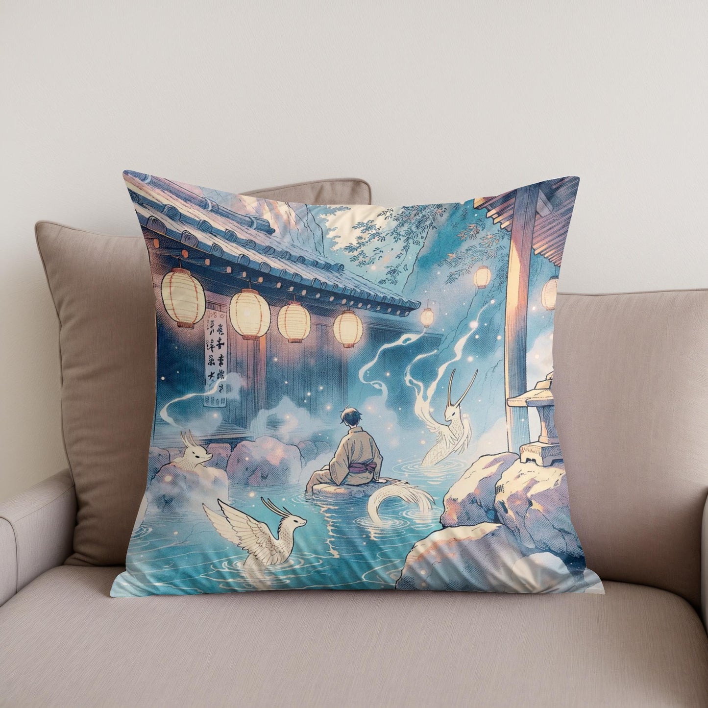 Mystic Onsen Whispers Cotton Cushion