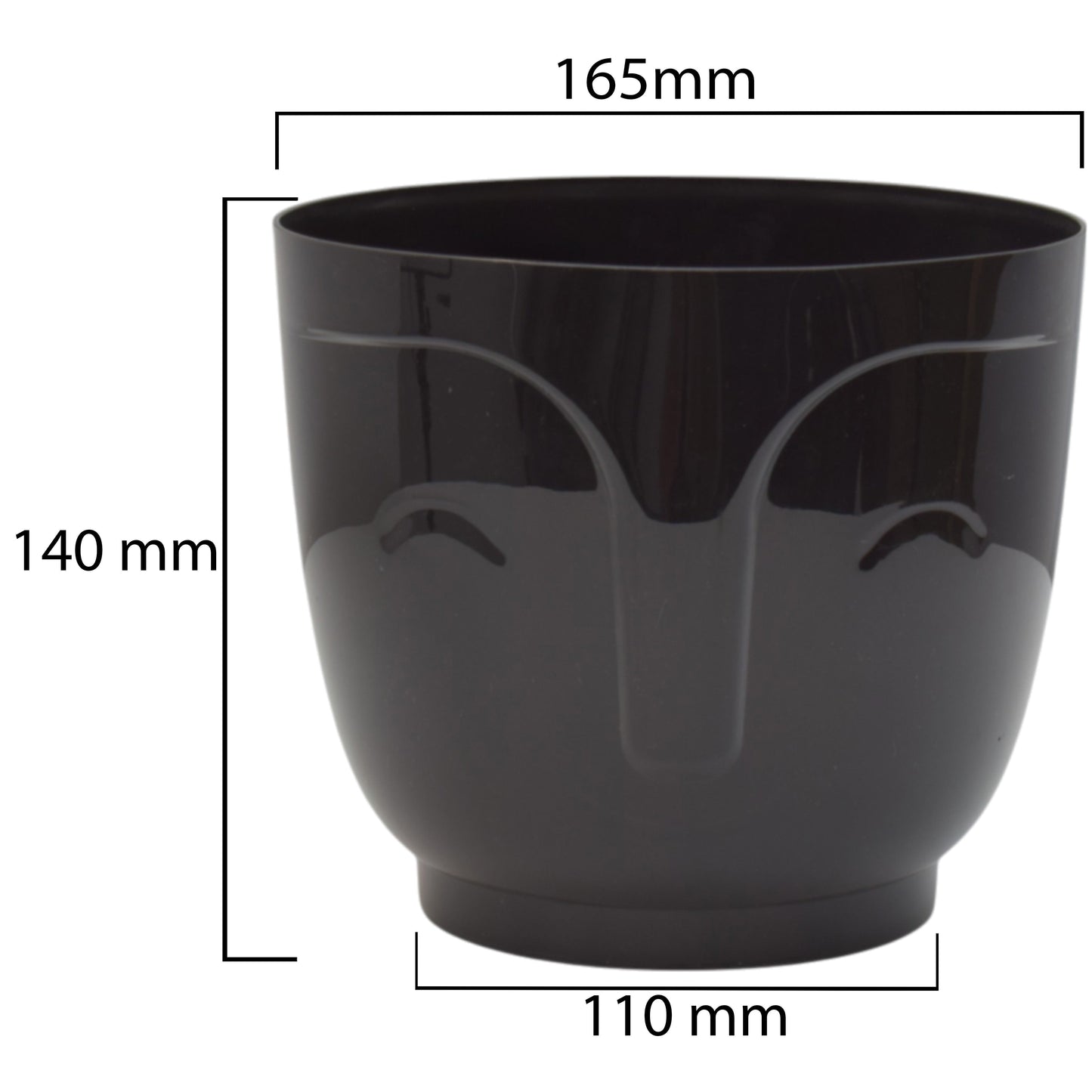Atena Pot Without Hole 165mm Black