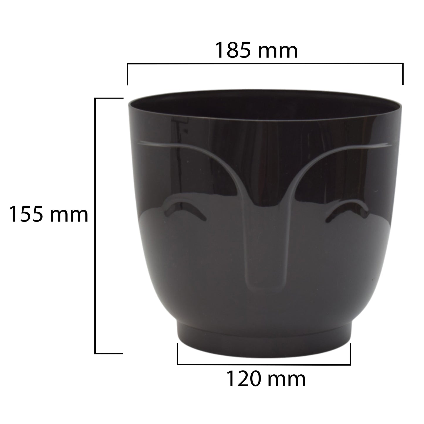 Atena Pot Without Hole 185mm Black
