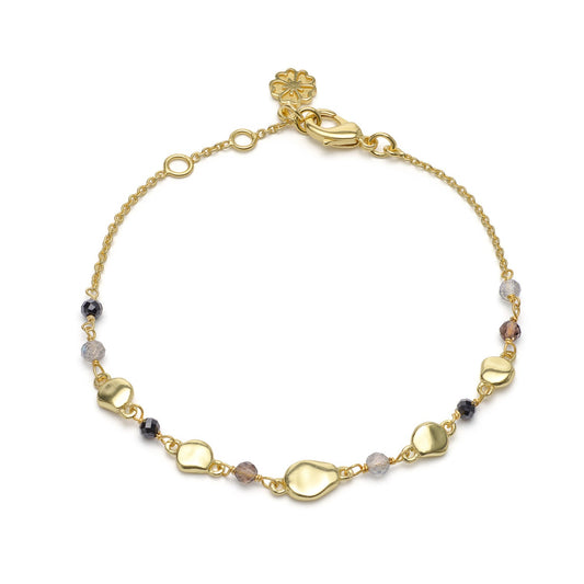 Sofia Nugget Bracelet  Black Onyx, Smoky Quartz & Labradorite