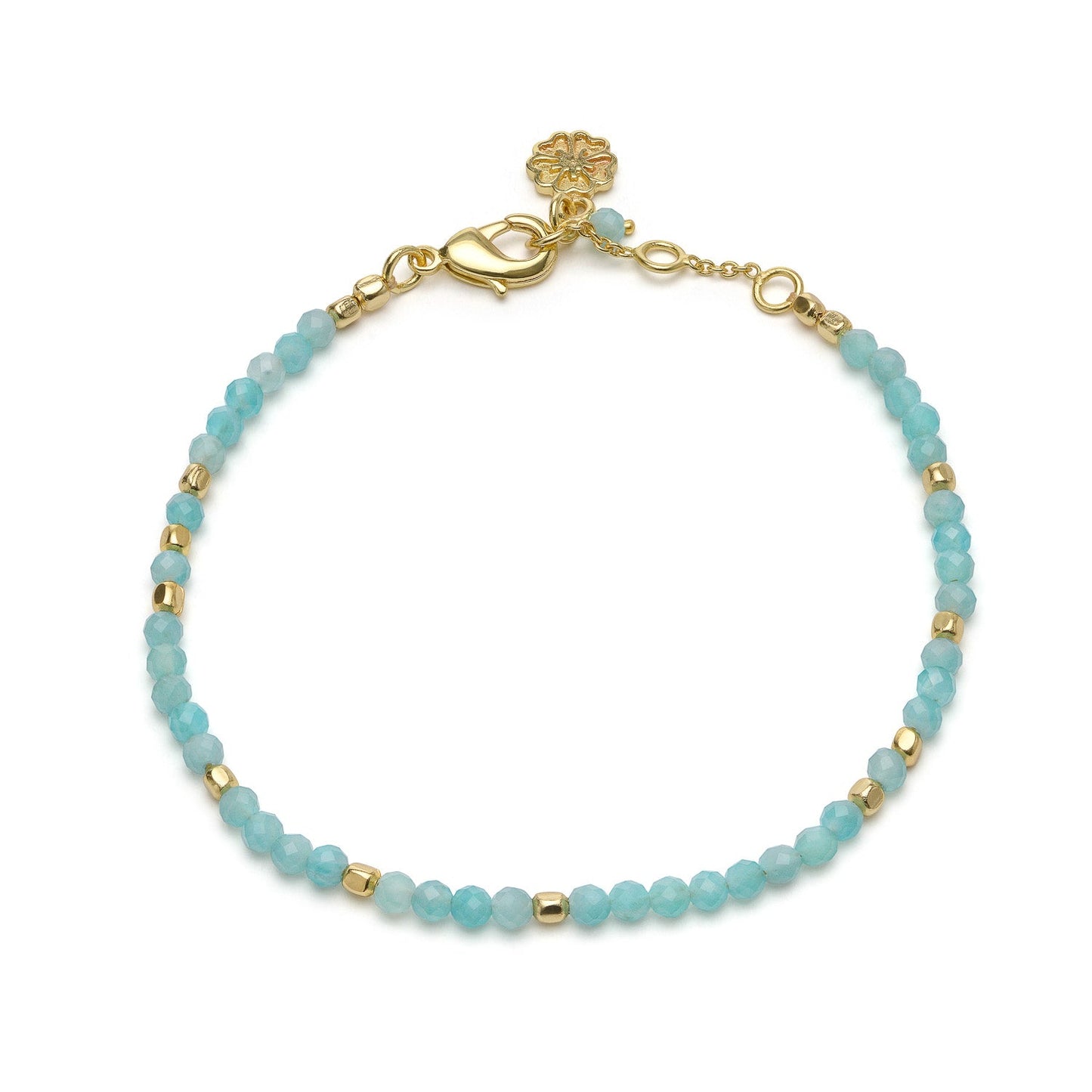 Milos Gemstone and Gold Bead Bracelet Amazonite
