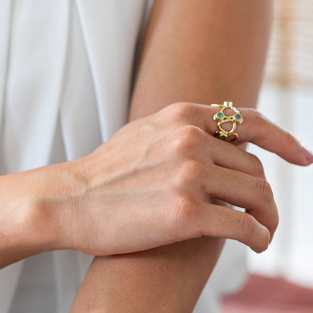 Thalia Adjustable Gemstone Ring: Pariba Onyx