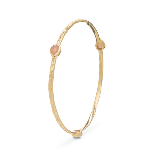 Simi Three Stone Stacking Bangle: Gold Peach Moonstone