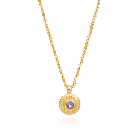 Luna Single Disc Pendant Necklace: Amethyst
