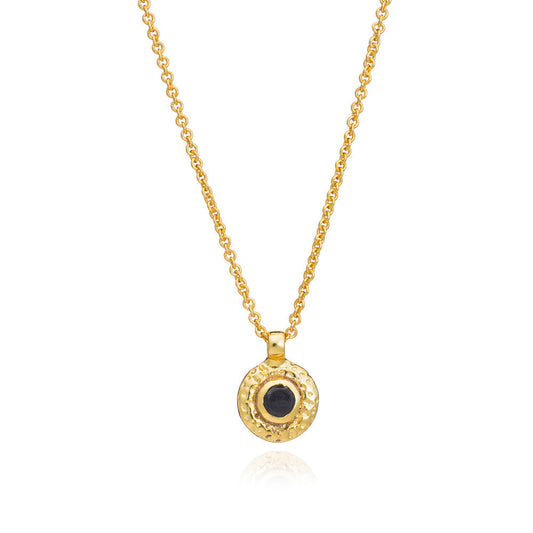 Luna Single Disc Pendant Necklace Black Onyx