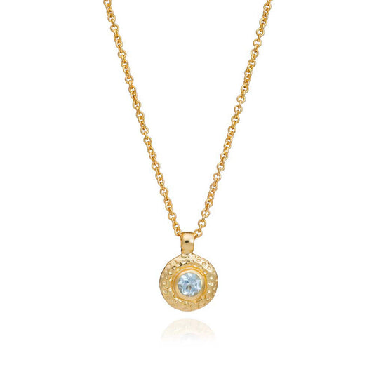 Luna Single Disc Pendant Necklace Blue Topaz
