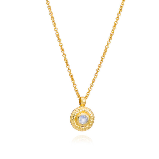 Luna Single Disc Pendant Necklace Moonstone