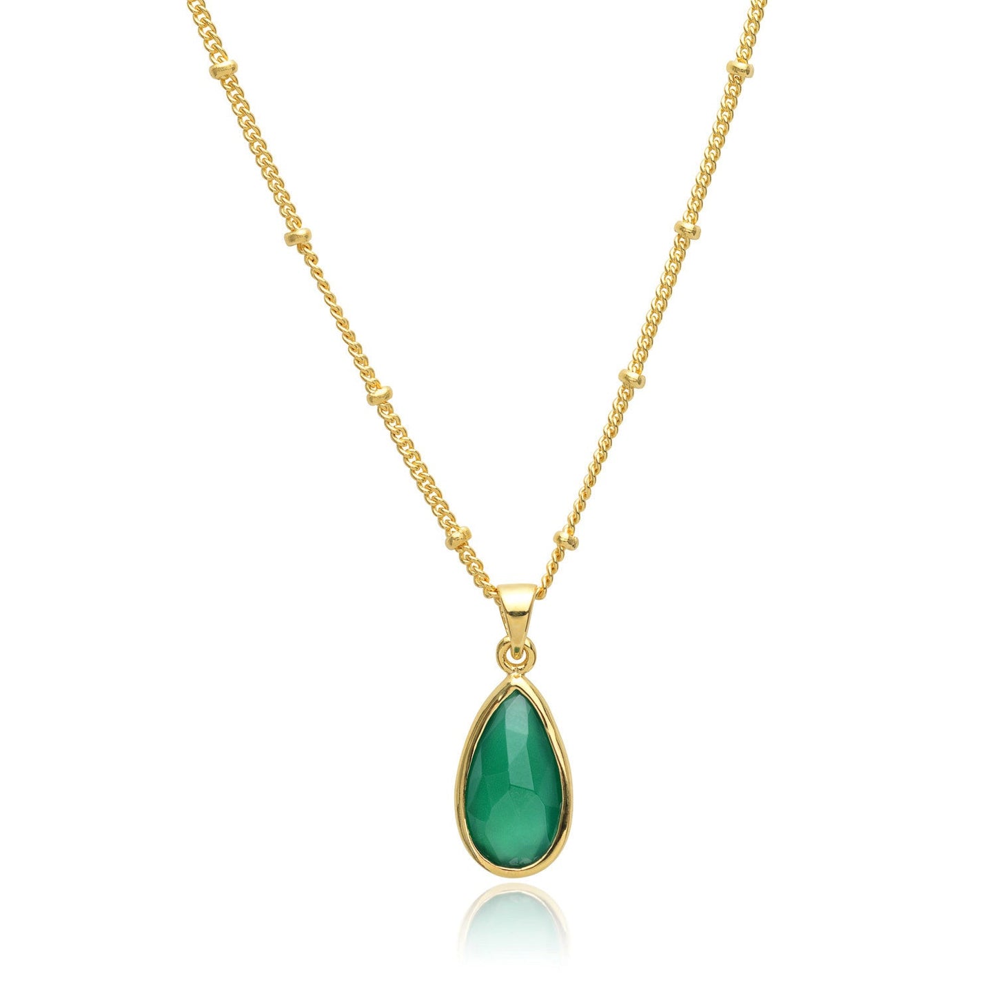 Simi Teardrop Gemstone Pendant with Green Onyx