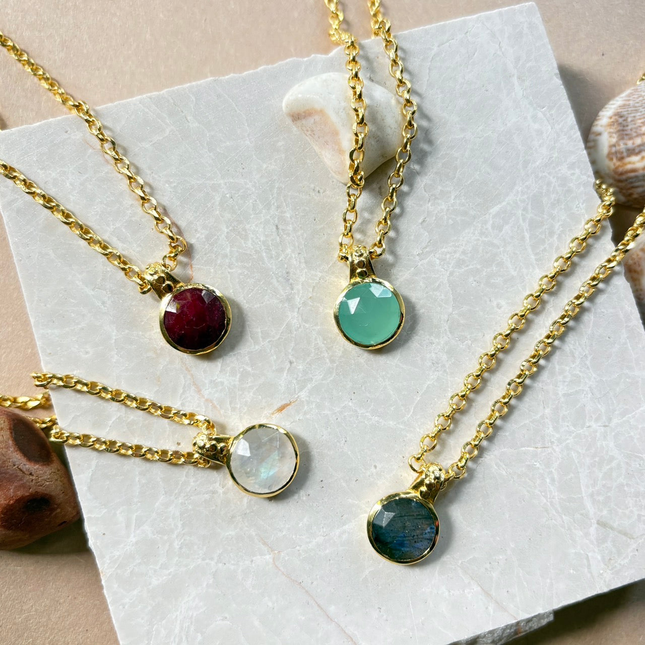 Charis Round Gemstone Necklace Labradorite
