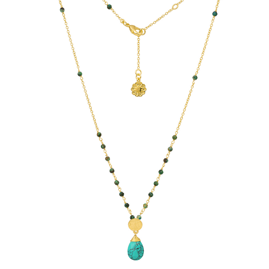 [PRE-ORDER] Classic Athena Gemstone Rosary Chain Necklace Turquoise