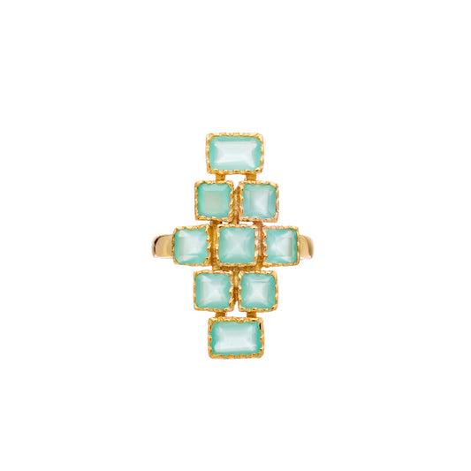 Athena Mosaic Ring Aqua Chalcedony Size K