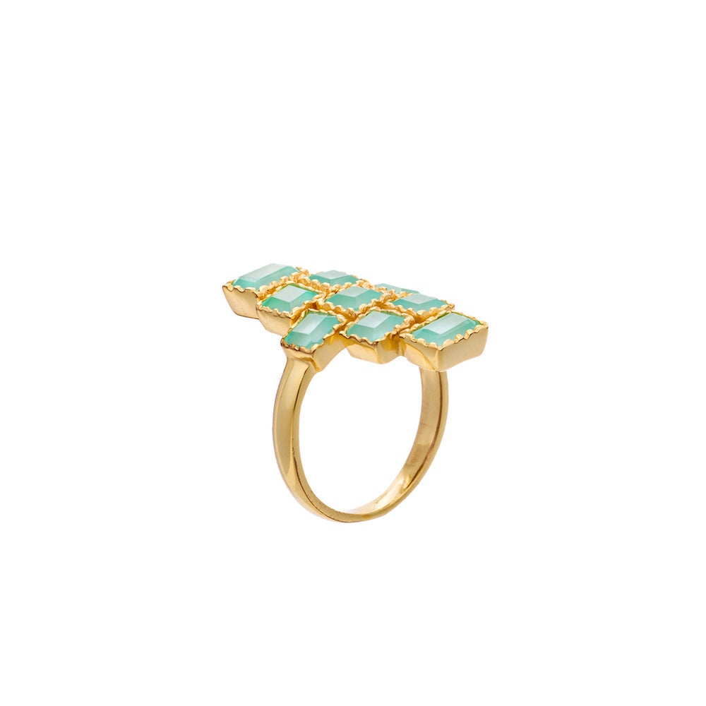 Athena Mosaic Ring Aqua Chalcedony Size K