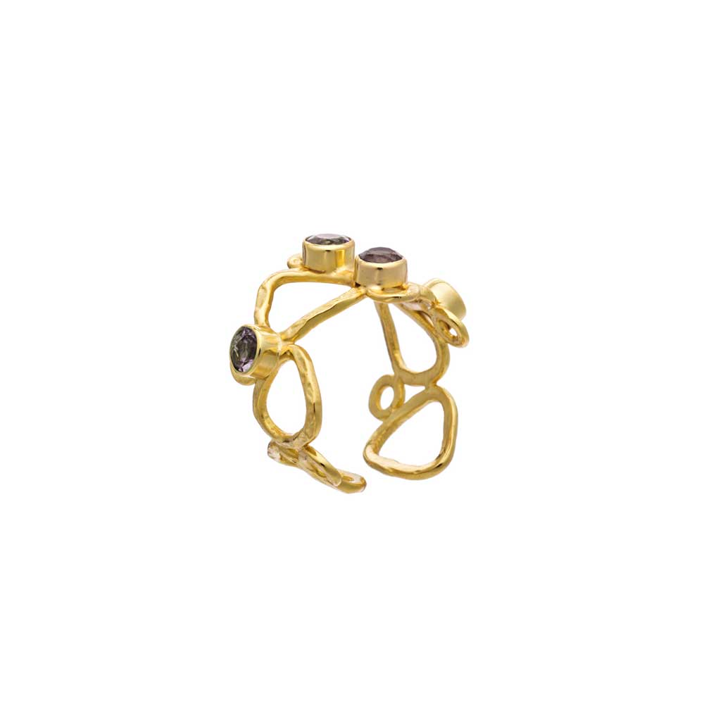 Thalia Adjustable Gemstone Ring: Labradorite