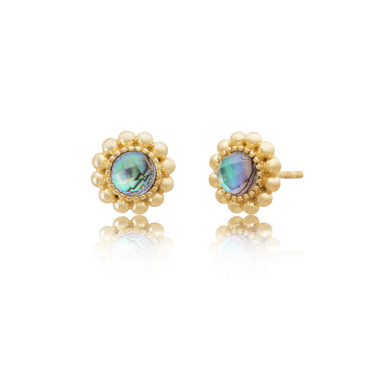 Petra Small Doublet Gemstone Stud Earrings: Abalone