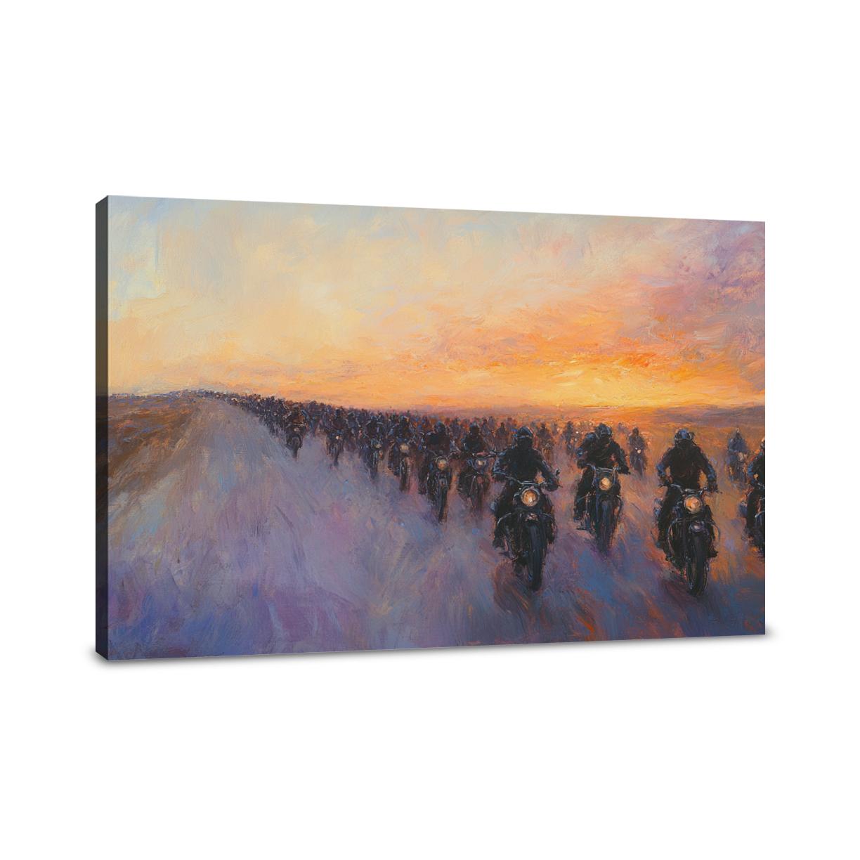Sunset Biker Journey Canvas