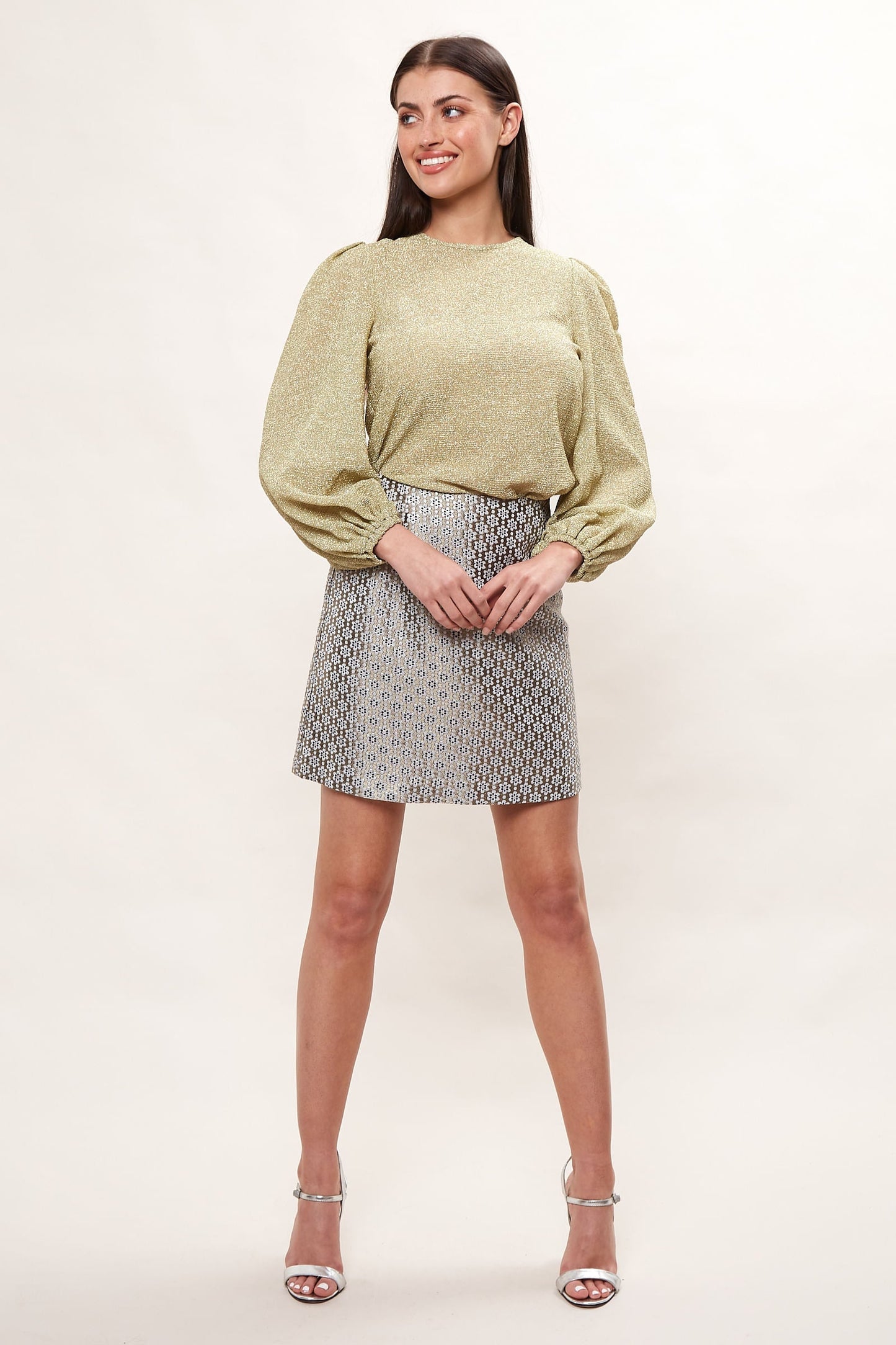 Aubin Disco Floral Jacquard Mini Skirt