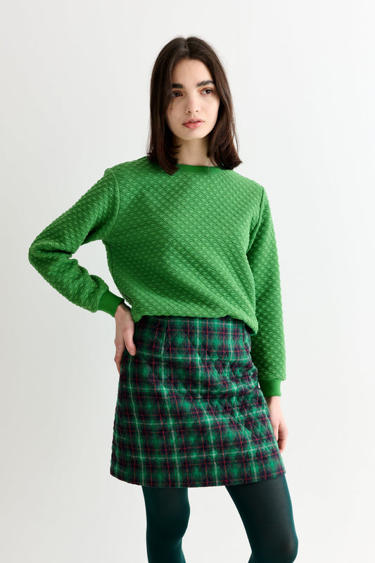 Aubin Winter Check Quilted Mini Skirt – Green