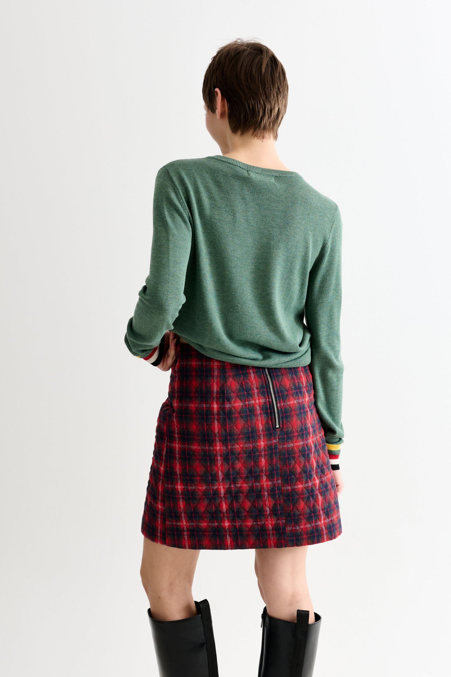 Aubin Winter Check Quilted Mini Skirt – Red