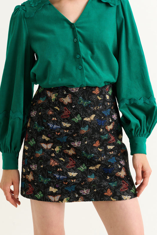 Aubin Butterfly Ball Jacquard Mini A-Line Skirt – Multicoloured