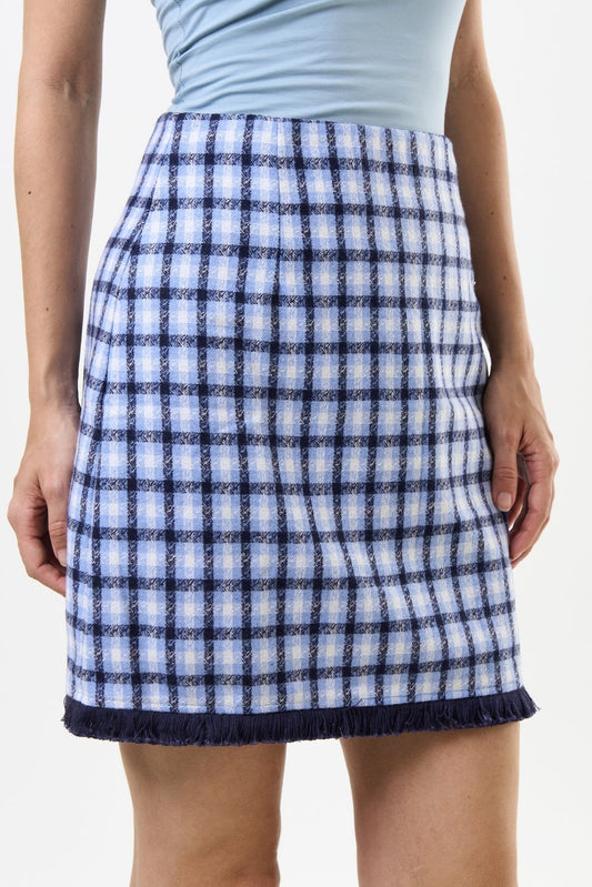 Aubin Spring Tweed A-Line Mini Skirt - Blue