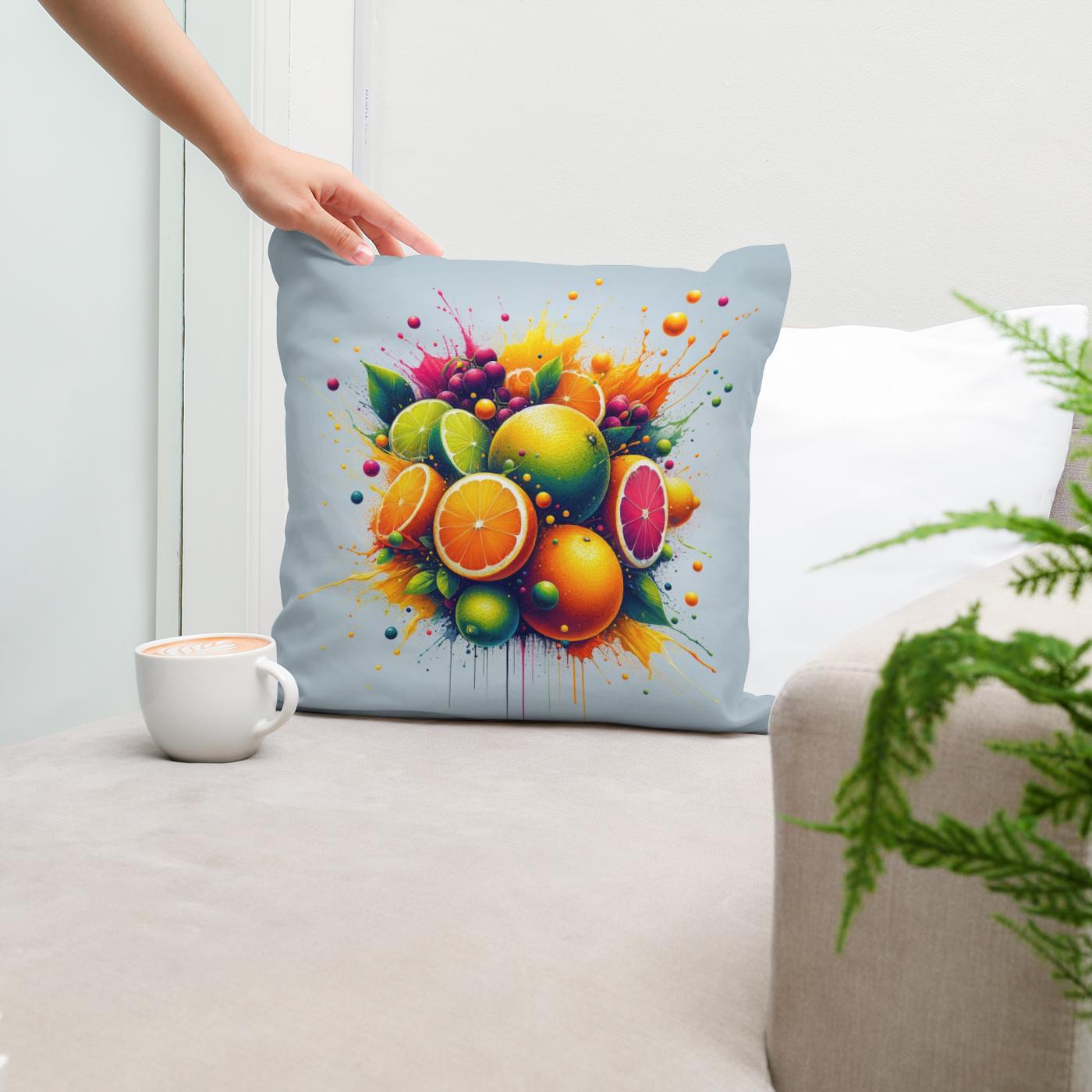 Abstract Citrus Fusion Cotton Cushion