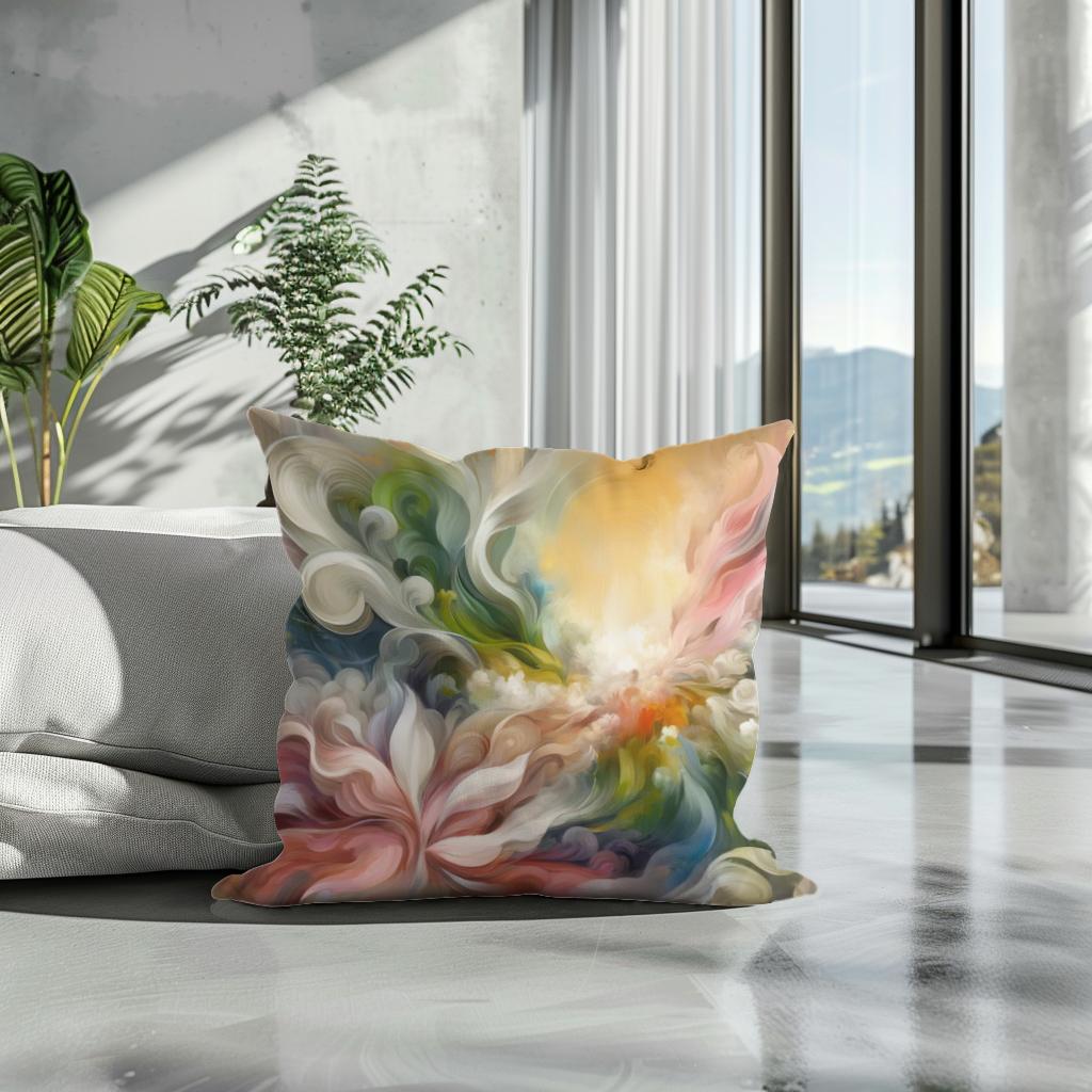 Spring Renewal Abstract Cotton Cushion