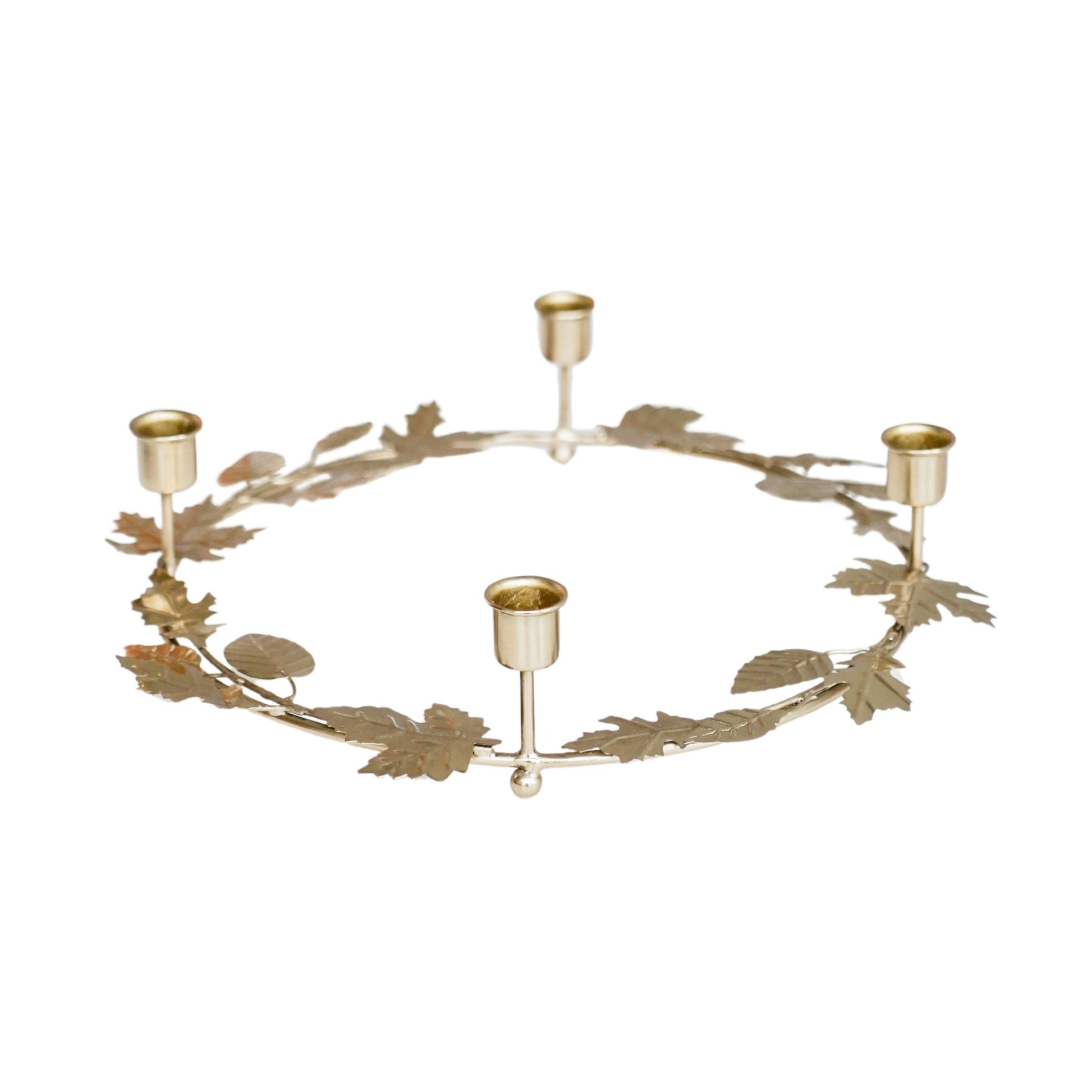 TheFoalyard Ivyline Autumn Wreath Candle Holder Centrepiece Gold