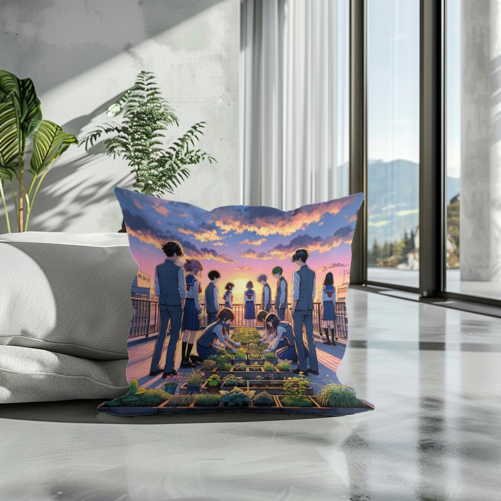 Rooftop Dreamscape Cotton Cushion